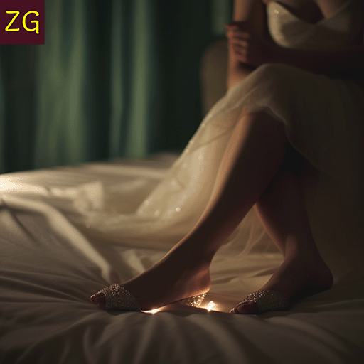 foto van elegante vrouwelijke benen en voeten op een bed