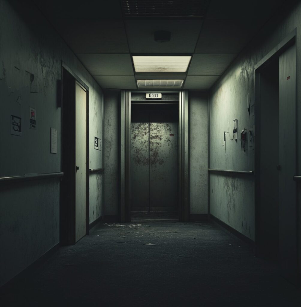 Lift in een verlaten kantoorgebouw